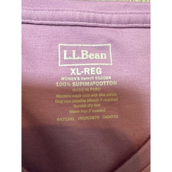 L.L. Bean Womens XL Lavender Long-Sleeve V-Neck Shirt 100% Supima Cotton Made In - Picture 2 of 5